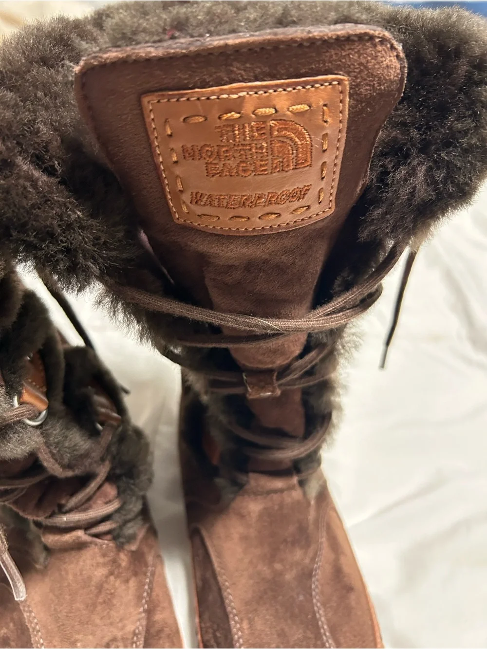 The North Face Waterproof women’s Brown Fur-Trim Lace-Up Winter Boots size 8.5